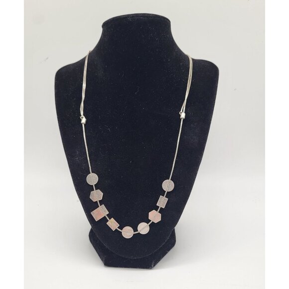 Madewell Holding Pattern Necklace Silver Tone Geometric Shapes Adjustable Slide - Picture 1 of 7